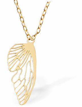 Delicate Golden Wing Necklace 21mm in size See matching drop earrings GP18 Hypoallergenic: Nickel, Lead and Cadmium Free 