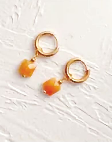 Golden Hoop with Natural Topaz Earrings 30mm in size Hypoallergenic: Nickel, Lead and Cadmium Free 
