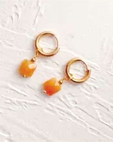 Golden Hoop with Natural Topaz Earrings 30mm in size Hypoallergenic: Nickel, Lead and Cadmium Free