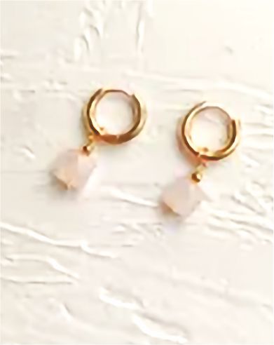 Golden Hoop with Natural Pink Crystal Earrings, 30mm in size Hypoallergenic: Nickel, Lead and Cadmium Free 