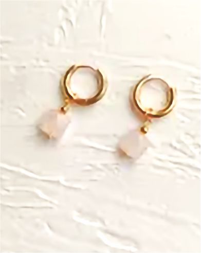 Golden Hoop with Natural Pink Crystal Earrings, 30mm in size Hypoallergenic: Nickel, Lead and Cadmium Free