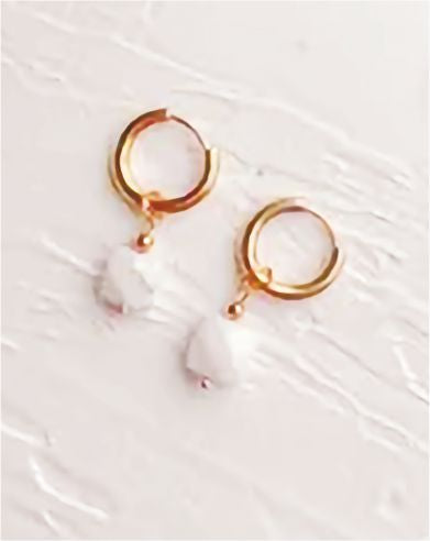 Golden Hoop with Natural Topaz Earrings 30mm in size Hypoallergenic: Nickel, Lead and Cadmium Free
