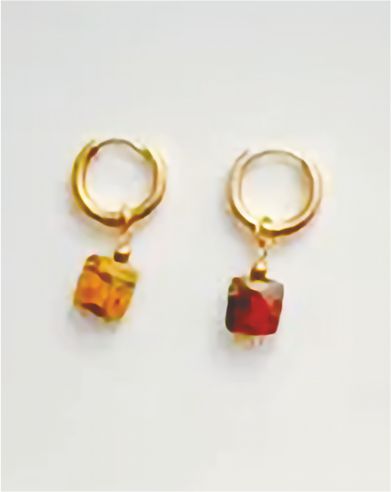 Golden Hoop with Natural Golden Tiger Eye Earrings 30mm in size Hypoallergenic: Nickel, Lead and Cadmium Free