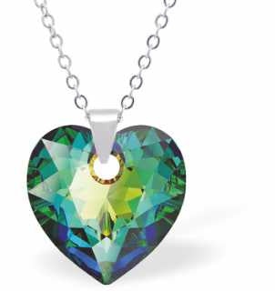 Austrian Crystal Cute Heart Necklace in Vitrail Medium with a Choice of Chains