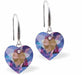 Austrian Crystal Heart Drop Earrings in Montana Blue