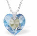 Austrian Crystal Multi Faceted Heart Necklace in Shimmering Aquamarine Blue, with a choice of chains