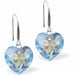 Austrian Crystal Multi Faceted Heart Drop Earrings in Shimmering Aquamarine Blue