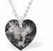 Austrian Crystal Multi Faceted Heart Necklace in Silver Night Grey with a choice of chains
