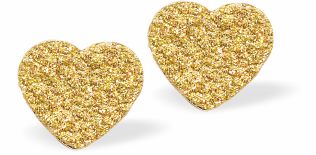 Sparkling multi crystalled pave Heart Stud Earrings Golden Coloured Rhodium Plated. 8mm in size Hypoallergenic; Free from cadmium, lead and nickel 