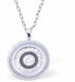 Glitzy Circular Necklace in Grey, Silver and Black Rhodium Plated, 28mm in size See matching Earrings K617 Hypoallergenic; Free from cadmium, lead and nickel 