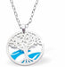 Framed Tree of Life Necklace with White and Blue Background Rhodium Plate, 25mm in size See matching Earrings K623 Hypoallergenic; Free from cadmium, lead and nickel 