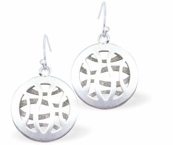 Round Sea Scape Drop Earrings Silver Coloured, Rhodium Plate, 24mm in size See matching Necklace K624 