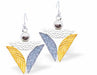 Hollow Triangle Earrings Silver, Gold and Black Coloured Rhodium Plate, 22mm in size See matching Necklace K626 Hypoallergenic; Free from cadmium, lead and nickel