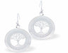 Circular Framed Glitzy Tree of Life Drop Earrings Silver Coloured, Rhodium Plate 25mm in size See matching Necklace K628 
