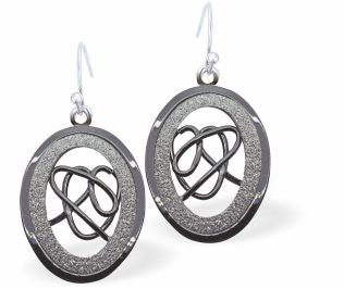 Black and Grey Glitzy Oval Earrings Rhodium Plated, Hypoallergenic; Lead, Cadmium and Nickel Free 28mm in size Colour: Brown, Gold and Silver See matching earrings K630 Chain: Rhodium Plated, 18" / 3" Extension