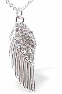 Designer Crystal Embellished Wing Necklace, by Byzantium, Silver Coloured and Rhodium Plated