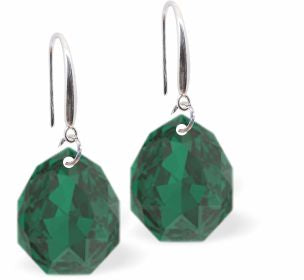 MA19 - Embellished with Crystals by Swarovski® Multi Faceted Majestic Drop Earrings in Emerald Green Shimmer