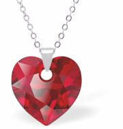 Austrian Crystal Cute Special Cut Oblique Square Necklace  Special Cut Multi Faceted Crystal is 12mm in size  See matching earrlings HR43 Hypo allergenic: Free from Lead, Nickel and Cadmium Colour: Scarlet Red Choice of Stainless Steel Chain (18") or Sterling Silver Chain (18") 