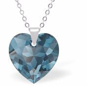 Austrian Crystal Cute Special Cut Oblique Square Necklace  Special Cut Multi Faceted Crystal is 12mm in size  See matching earrlings HR41 Hypo allergenic: Free from Lead, Nickel and Cadmium Colour: Montana Blue Choice of Stainless Steel Chain (18") or Sterling Silver Chain (18") 