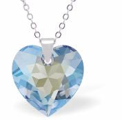 Austrian Crystal Cute Special Cut Oblique Square Necklace  Special Cut Multi Faceted Crystal is 12mm in size  See matching earrlings HR44 Hypo allergenic: Free from Lead, Nickel and Cadmium Colour: Aquamarine Blue Shimmer Choice of Stainless Steel Chain (18") or Sterling Silver Chain (18")