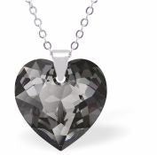 Austrian Crystal Cute Special Cut Oblique Square Necklace  Special Cut Multi Faceted Crystal is 12mm in size  See matching earrlings HR48 Hypo allergenic: Free from Lead, Nickel and Cadmium Colour: Silver Night Grey Choice of Stainless Steel Chain (18") or Sterling Silver Chain (18")