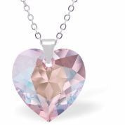 Austrian Crystal Cute Special Cut Oblique Square Necklace  Special Cut Multi Faceted Crystal is 12mm in size  See matching earrlings HR50 Hypo allergenic: Free from Lead, Nickel and Cadmium Colour: Light Rose Pink Shimmer Choice of Stainless Steel Chain (18") or Sterling Silver Chain (18") 