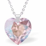 Austrian Crystal Cute Special Cut Oblique Square Necklace  Special Cut Multi Faceted Crystal is 12mm in size  See matching earrlings HR50 Hypo allergenic: Free from Lead, Nickel and Cadmium Colour: Light Rose Pink Shimmer Choice of Stainless Steel Chain (18") or Sterling Silver Chain (18")