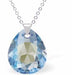 Austrian Crystal Cute Special Cut Pearshape Necklace  Special Cut Multi Faceted Crystal is 11mm in size  See matching earrlings SP87 Hypo allergenic: Free from Lead, Nickel and Cadmium Colour: Aquamarine Blue Shimmer Choice of Stainless Steel Chain (18") or Sterling Silver Chain (18") 