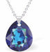 Austrian Crystal Cute Special Cut Pearshape Necklace  Special Cut Multi Faceted Crystal is 11mm in size  See matching earrlings SP89 Hypo allergenic: Free from Lead, Nickel and Cadmium Colour: Bermuda Blue Choice of Stainless Steel Chain (18") or Sterling Silver Chain (18") 