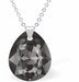 Austrian Crystal Cute Special Cut Pearshape Necklace  Special Cut Multi Faceted Crystal is 11mm in size  See matching earrlings SP97 Hypo allergenic: Free from Lead, Nickel and Cadmium Colour: Silver Night Grey Choice of Stainless Steel Chain (18") or Sterling Silver Chain (18") 