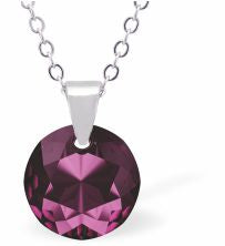 Austrian Crystal Multi Faceted Miniature Special Cut Round Necklace Crystal is 12mm in size  See matching earrlings T51 Hypo allergenic: Free from Lead, Nickel and Cadmium Colour: Amethyst Pink Choice of Stainless Steel Chain (18") or Sterling Silver Chain (18") 