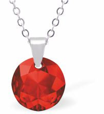 Austrian Crystal Multi Faceted Miniature Special Cut Round Necklace Crystal is 12mm in size  See matching earrlings T56 Hypo allergenic: Free from Lead, Nickel and Cadmium Colour: Scarlet Red Choice of Stainless Steel Chain (18") or Sterling Silver Chain (18")