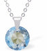 Austrian Crystal Multi Faceted Miniature Special Cut Round Necklace Crystal is 12mm in size  See matching earrlings T68 Hypo allergenic: Free from Lead, Nickel and Cadmium Colour: Aquamarine Blue Shimmer Choice of Stainless Steel Chain (18") or Sterling Silver Chain (18") 