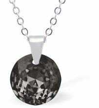 Austrian Crystal Multi Faceted Miniature Special Cut Round Necklace Crystal is 12mm in size  See matching earrlings T69 Hypo allergenic: Free from Lead, Nickel and Cadmium Colour: Silver Night Grey Choice of Stainless Steel Chain (18") or Sterling Silver Chain (18") 