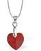 Austrian Crystal Heart Necklace in Siam Red, with choice of chains