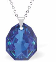 Austrian Crystal Multi Faceted Miniature Majestic Cut Teardrop Necklace Bermuda Blue in Colour 12mm in size See matching earrings MA17