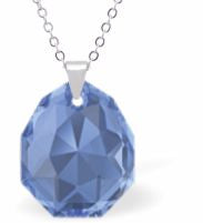 Austrian Crystal Multi Faceted Miniature Majestic Cut Teardrop Necklace Sapphire Blue in Colour 12mm in size See matching earrings MA21
