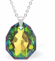 Austrian Crystal Multi Faceted Miniature Majestic Cut Teardrop Necklace Vitrail Medium in Colour 12mm in size See matching earrings MA31