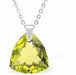 Austrian Crystal Multi Faceted Miniature Trilliant Cut Triangular Necklace Crystal is 12mm in size  See matching earrings TR15 Hypo allergenic: Free from Lead, Nickel and Cadmium Colour: Citrus Green Choice of Stainless Steel Chain (18") or Sterling Silver Chain (18") 