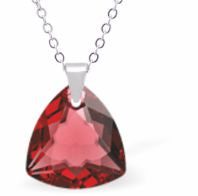 Austrian Crystal Multi Faceted Miniature Trilliant Cut Triangular Necklace Crystal is 12mm in size  See matching earrings TR27 Hypo allergenic: Free from Lead, Nickel and Cadmium Colour: Scarlet Red Choice of Stainless Steel Chain (18") or Sterling Silver Chain (18") 