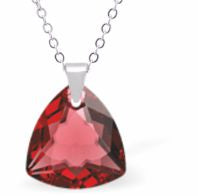 Austrian Crystal Multi Faceted Miniature Trilliant Cut Triangular Necklace Crystal is 12mm in size  See matching earrings TR27 Hypo allergenic: Free from Lead, Nickel and Cadmium Colour: Scarlet Red Choice of Stainless Steel Chain (18") or Sterling Silver Chain (18")
