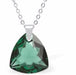 Austrian Crystal Multi Faceted Miniature Trilliant Cut Triangular Necklace Crystal is 12mm in size  See matching earrings TR23 Hypo allergenic: Free from Lead, Nickel and Cadmium Colour: Emerald Green Choice of Stainless Steel Chain (18") or Sterling Silver Chain (18") 