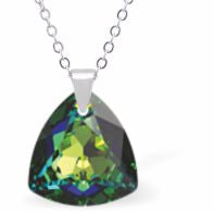 Austrian Crystal Multi Faceted Miniature Trilliant Cut Triangular Necklace Crystal is 12mm in size  See matching earrings TR35 Hypo allergenic: Free from Lead, Nickel and Cadmium Colour: Vitrail Medium Choice of Stainless Steel Chain (18") or Sterling Silver Chain (18") 