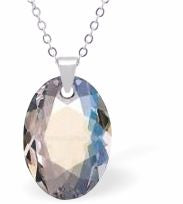 Austrian Crystal Multi Faceted Miniature Elliptic Cut Oval Necklace Sparkly Crystal Shimmer in Colour 12 mm in size See matching earrings EL51