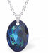Austrian Crystal Multi Faceted Miniature Elliptic Cut Oval Necklace Deep Bermuda Blue in Colour 12 mm in size See matching earrings EL59 
