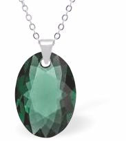 Austrian Crystal Multi Faceted Miniature Elliptic Cut Oval Necklace Emerald Green in Colour 12 mm in size See matching earrings EL61 