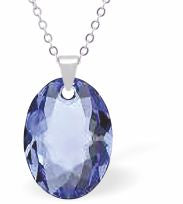 Austrian Crystal Multi Faceted Miniature Elliptic Cut Oval Necklace Sapphire Blue in Colour 12 mm in size See matching earrings EL63