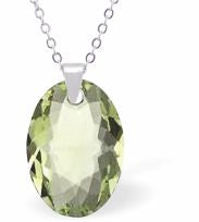 Austrian Crystal Multi Faceted Miniature Elliptic Cut Oval Necklace Peridot Green in Colour 12 mm in size See matching earrings EL69 