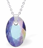 Austrian Crystal Multi Faceted Miniature Elliptic Cut Oval Necklace Vitrail Light in Colour 12 mm in size See matching earrings EL71