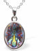 Austrian Crystal Multi Faceted Mystic Oval Necklace in Greeny/Purply Vitrail Medium with a choice of chains